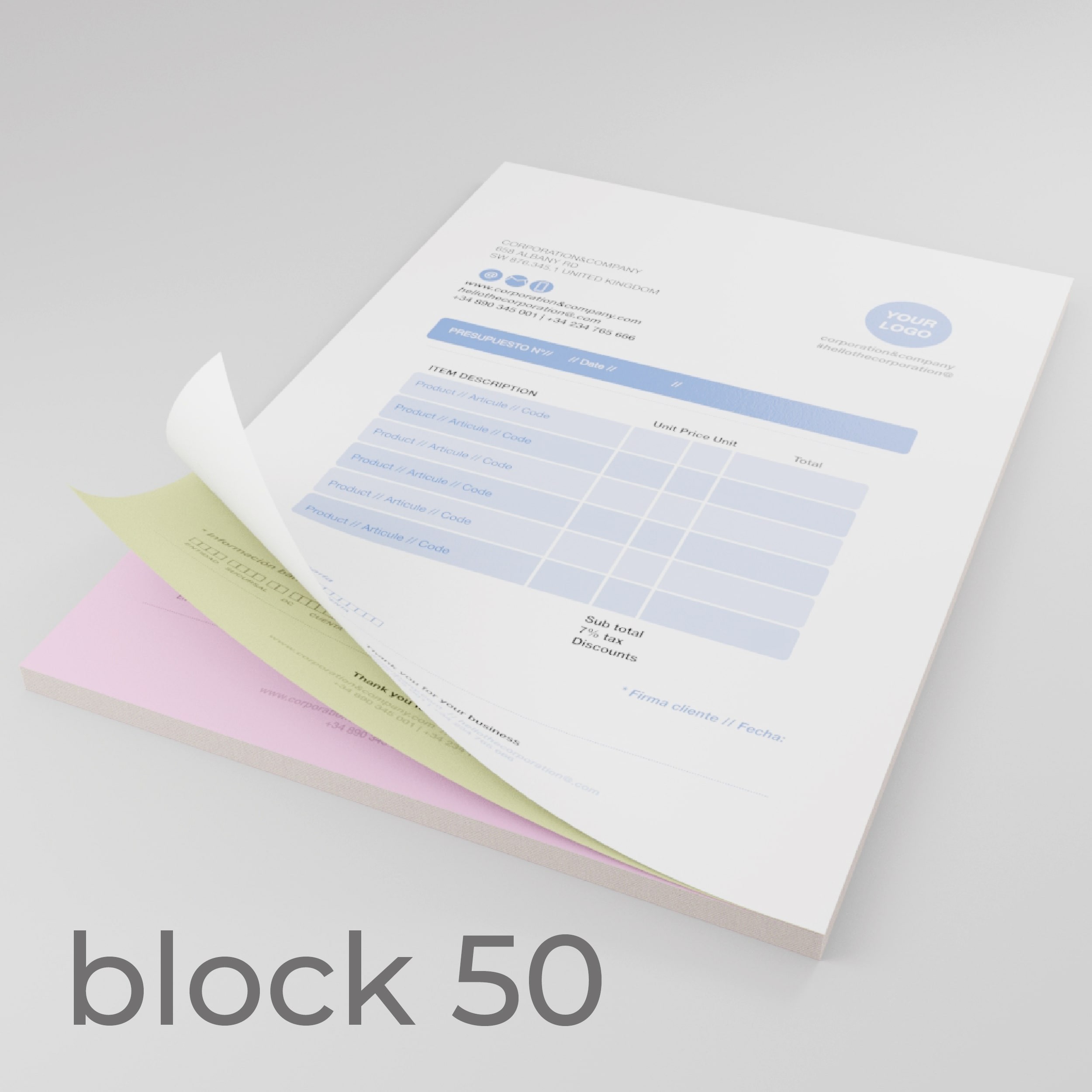 Carnets Liasses A3 Autocopiante 80gr Carnet de 50